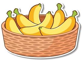 Sticker basket with many bananas vector