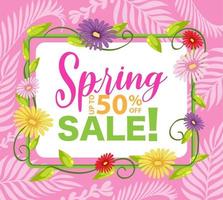 Spring sale banner template vector