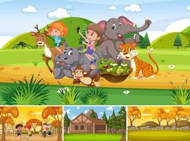 Different background scenes of nature in set vector