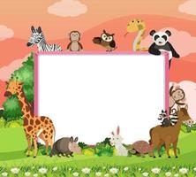 Empty banner with various wild animals in the forest vector