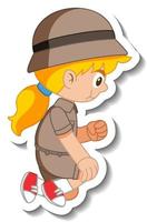 Little girl scout cartoon character sticker vector