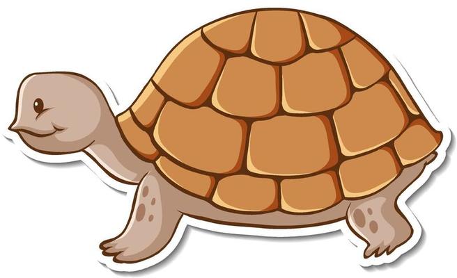 Sticker design with cute turtle isolated