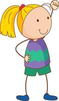 A girl cartoon character in doodle style isolated vector