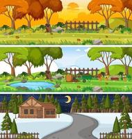 Set of three different nature horizontal scenes vector