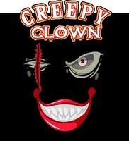 Creepy clown text design with creepy clown face vector