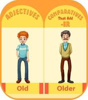 Comparative adjectives for word old vector