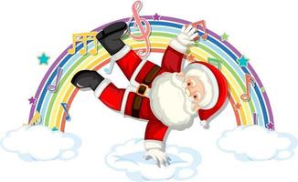 Santa Claus with melody symbols on rainbow vector