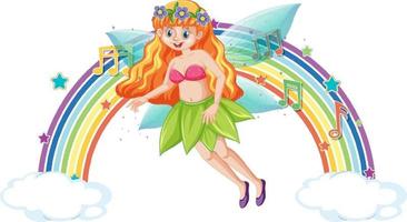 Cute fairy cartoon character with rainbow vector