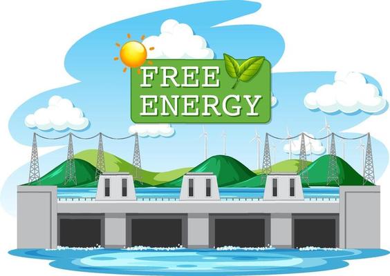 Hydro Power Plants generate electricity with free energy banner