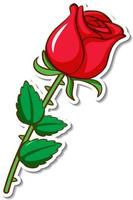 Sticker design with a red rose flower isolated vector