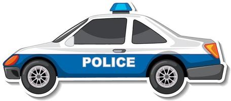 Diseño de pegatina con vista lateral del coche de policía aislado vector