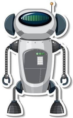 Sticker template with robot in cartoon style