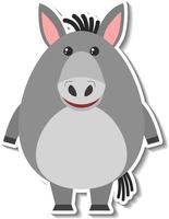 A cute donkey cartoon animal sticker vector