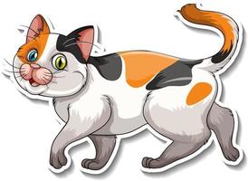 A sticker template of cat cartoon character vector