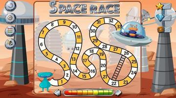 Plantilla de juego de serpientes y escaleras con tema espacial vector