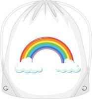 A white drawstring bag with rainbow pattern vector