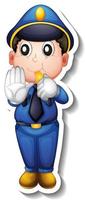 Sticker design with a policeman cartoon character vector