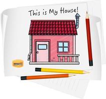 Sketch little house on paper isolated vector