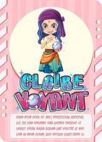 tarjeta de juego de personajes con la palabra claire voyant vector