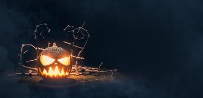 Halloween pumpkin on dark background photo