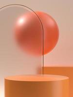 3D Illustration product podium or stage with sphere and sunny light photo