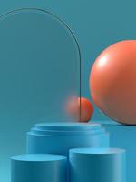 3D Illustration product podium or stage with sphere and sunny light photo