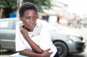 Portrait of a woman in a white shirt photo