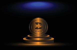 Bitcoin moneda criptográfica en el escenario con color bronce vector