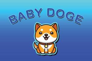 Carácter de Baby Doge con fondo de sonrisa vector