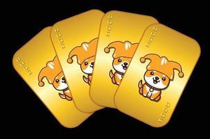 Ilustración de tarjeta de moneda crypto baby doge con color dorado vector