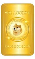 Doge coin accepted here signed with golden colour vector