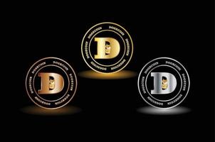 doge coin crypto currency with three colours vector