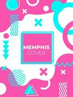 Memphis style geometric pattern, line and geometric figures. vector