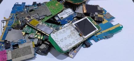 The damaged circuit board pile cellular is an older model photo