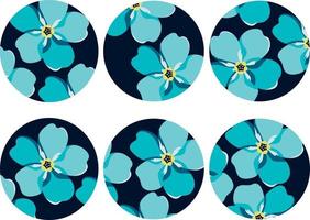 Social media cover template with blue forget-me-nots on blue. vector