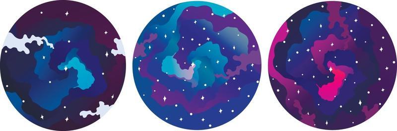 Set of round icons of the cosmic sky. Suitable for instagram template.
