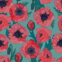 Seamless pattern with poppies. vector