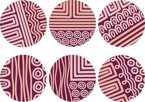 Set of round abstract backgrounds with different lines and circles vector