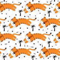 Smile tiger seamless pattern. vector