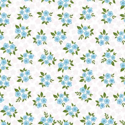 Pretty blue flowers seamless pattern.