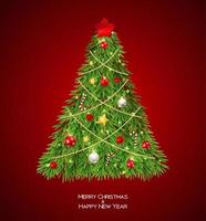 Merry Christmas and New Year Background with Christmas Tree. vector