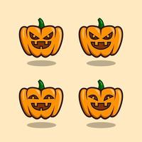 scary pumpkin ghost cartoon illustration for halloween stickers vector