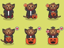 Monkey Halloween set Vampire vector