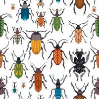 Seamless vector cute beetles pattern for kids