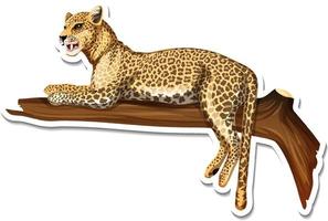una plantilla de pegatina del personaje de dibujos animados de leopardo vector