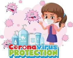 protección contra el coronavirus con personaje de dibujos animados de niños vector