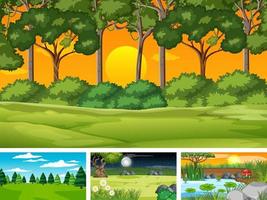 Four different scene of nature park and forest vector