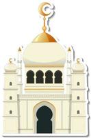 A sticker template with Mosque building isolated vector