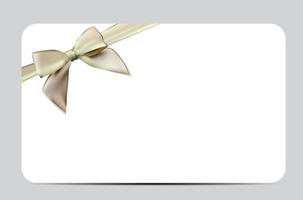 tarjeta de regalo con lazo y cinta de seda. ilustración vectorial vector