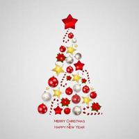 Merry Christmas and New Year Background with Christmas Tree. vector